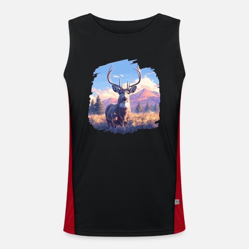 Deer Deer - Men's Functional Contrast Tank Top  - black/red