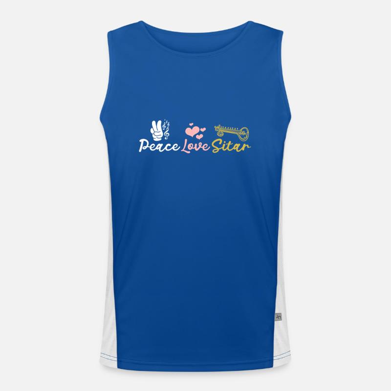 Peace Love Sitar Funktionelles Kontrast-Tank Top für Männer 
