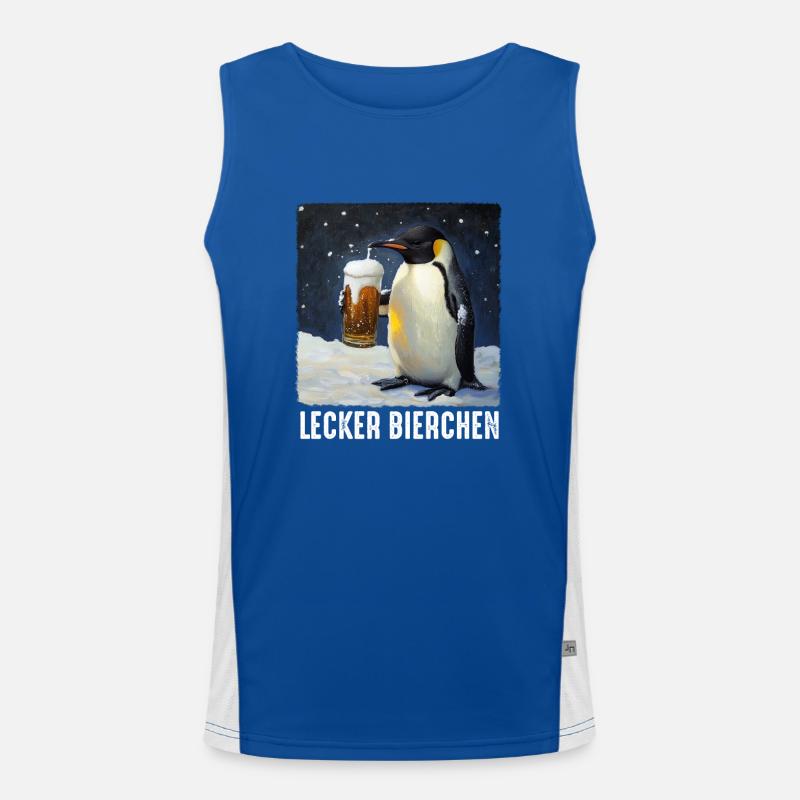 Lecker Bierchen Pinguin mit Bier Bierliebhaber Funktionelles Kontrast-Tank Top für Männer 