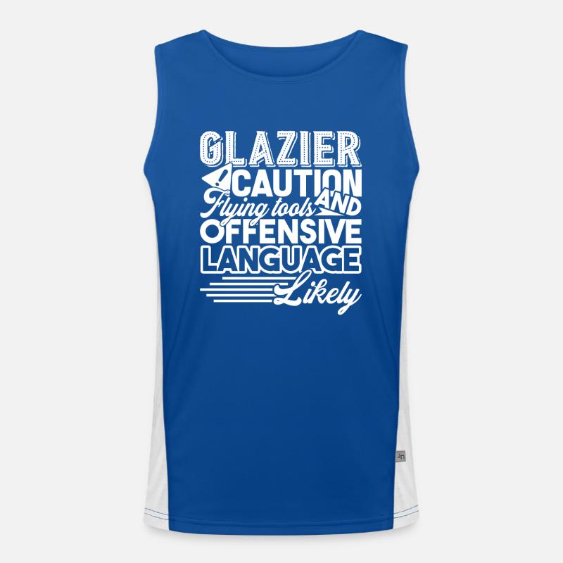 Glazier Caution Flying Tools Men's Functional Contrast Tank Top 