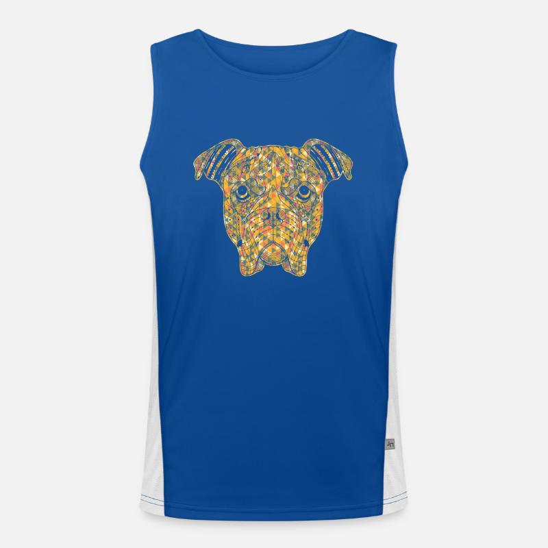 Boxer Dog Geometric Men's Functional Contrast Tank Top 