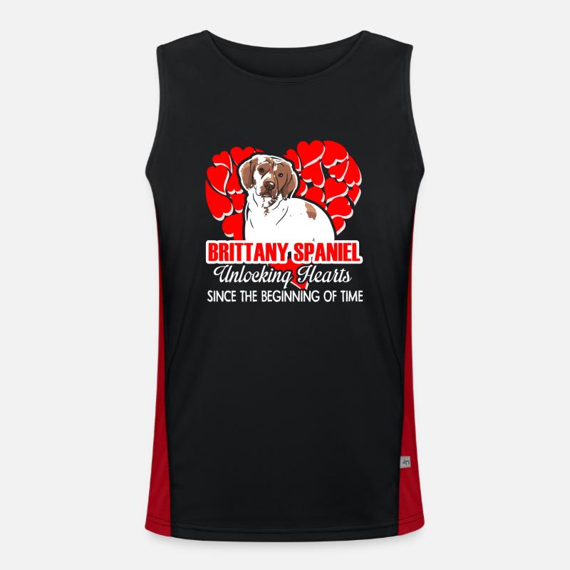 Brittany Spaniel Unlocking Hearts - Men's Functional Contrast Tank Top  - black/red