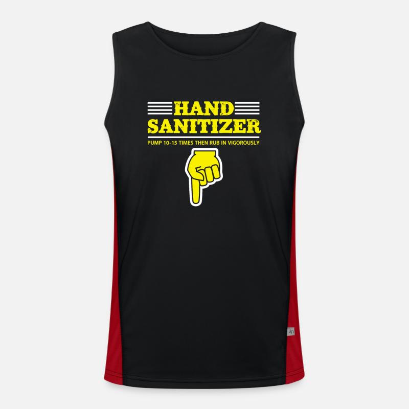 Hand Sanitizer Instructions Humorous Note for Men's Functional Contrast Tank Top 
