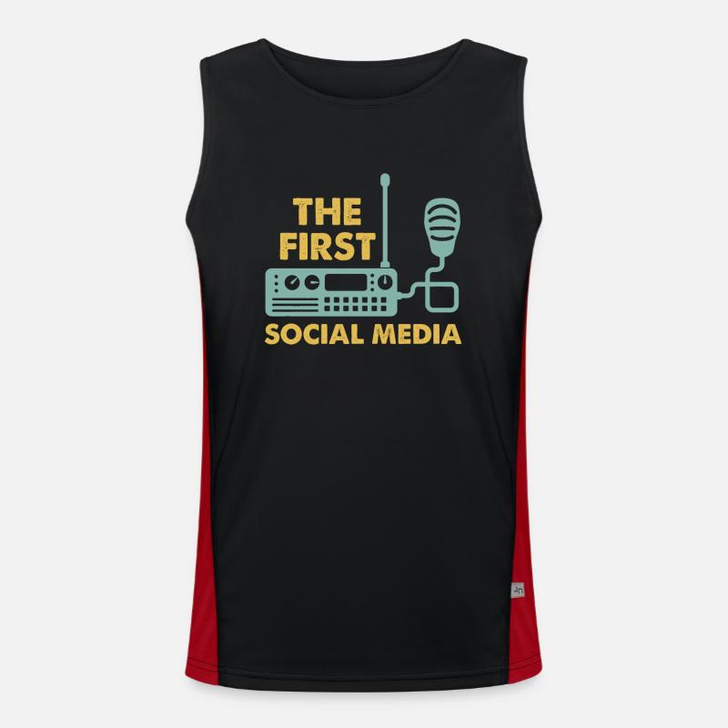 Das Erste Soziale Medium Funkgerät Mikrofon Retro Funktionelles Kontrast-Tank Top für Männer 