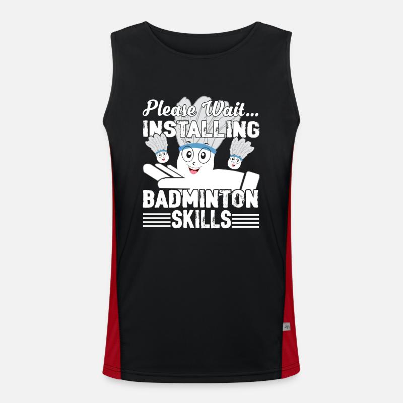 Please Wait Installing Badminton - Men's Functional Contrast Tank Top  - black/red