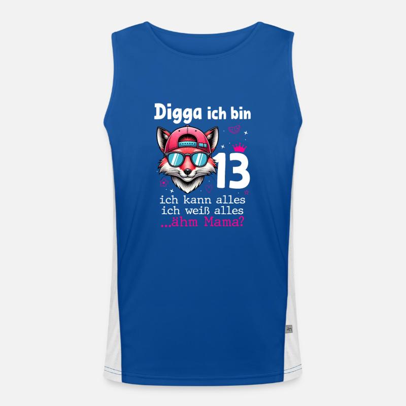 Digga Ich Bin 13 Kindergeburtstag Mädchen Funktionelles Kontrast-Tank Top für Männer 