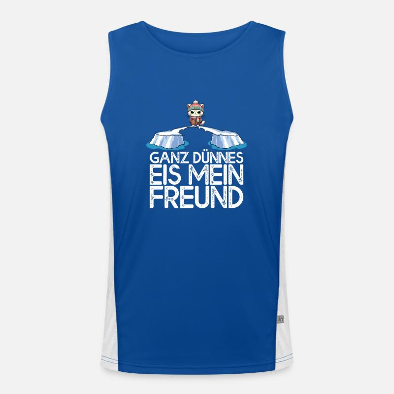 Ganz dünnes Eis mein Freund Katze Eisscholle Funktionelles Kontrast-Tank Top für Männer 
