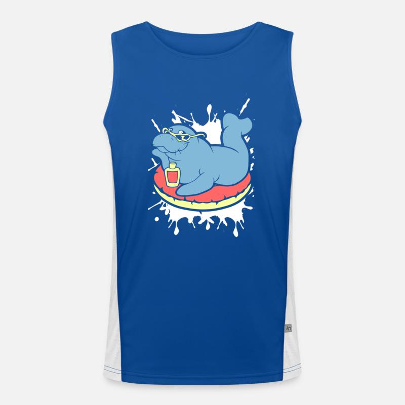 Funny Manatee Does Sunbath Men's Functional Contrast Tank Top 
