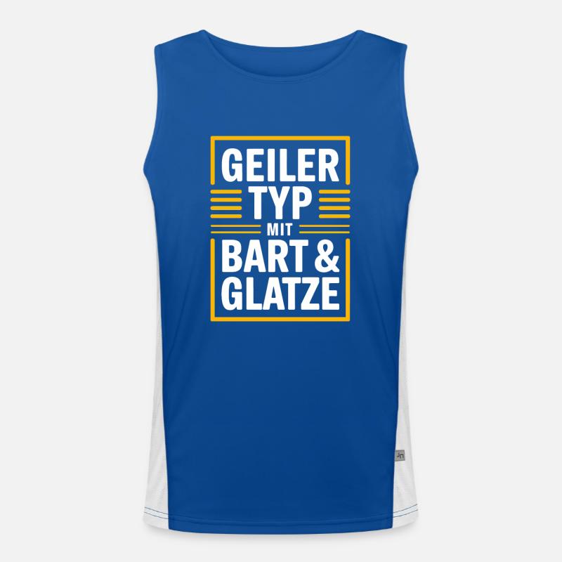 Typ mit Bart und Glatze, Männer Haarausfall Glatze Funktionelles Kontrast-Tank Top für Männer 