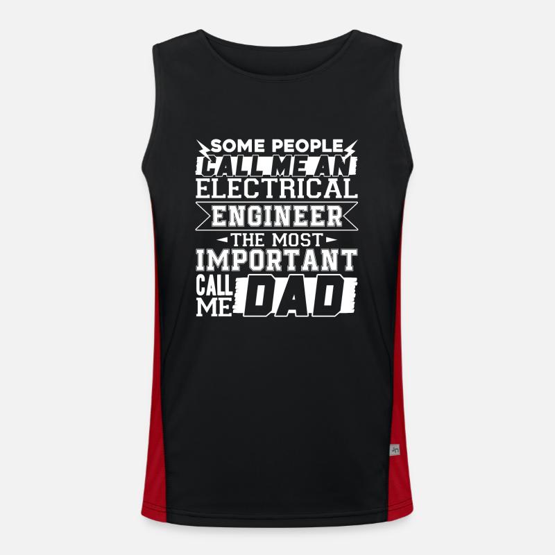 Funny Electrical Engineer Dad - Men's Functional Contrast Tank Top - black/red