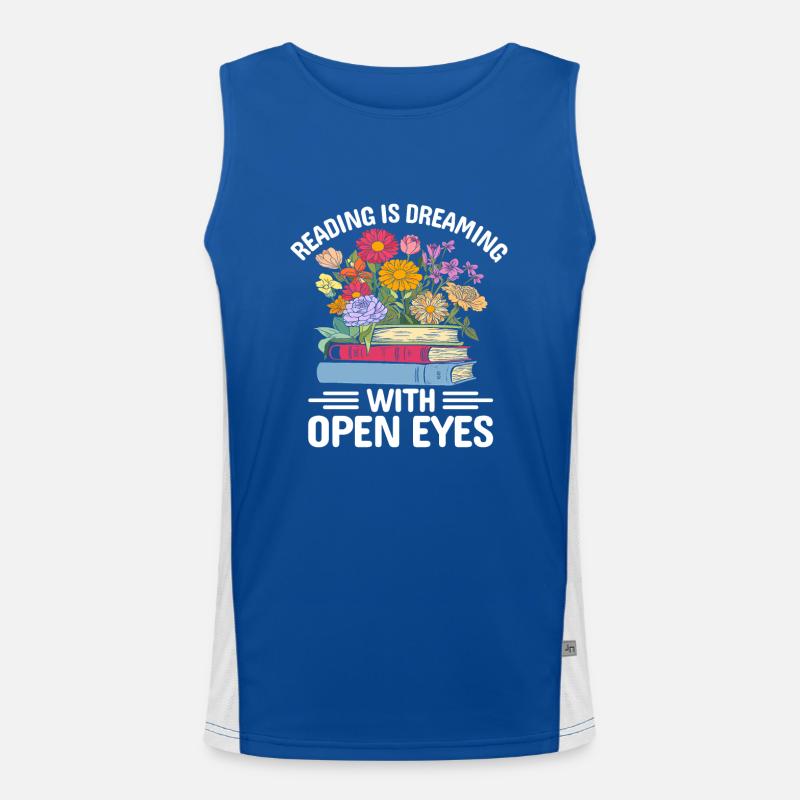 Reading Is Dreaming With Open Eyes Book Lover Men's Functional Contrast Tank Top 