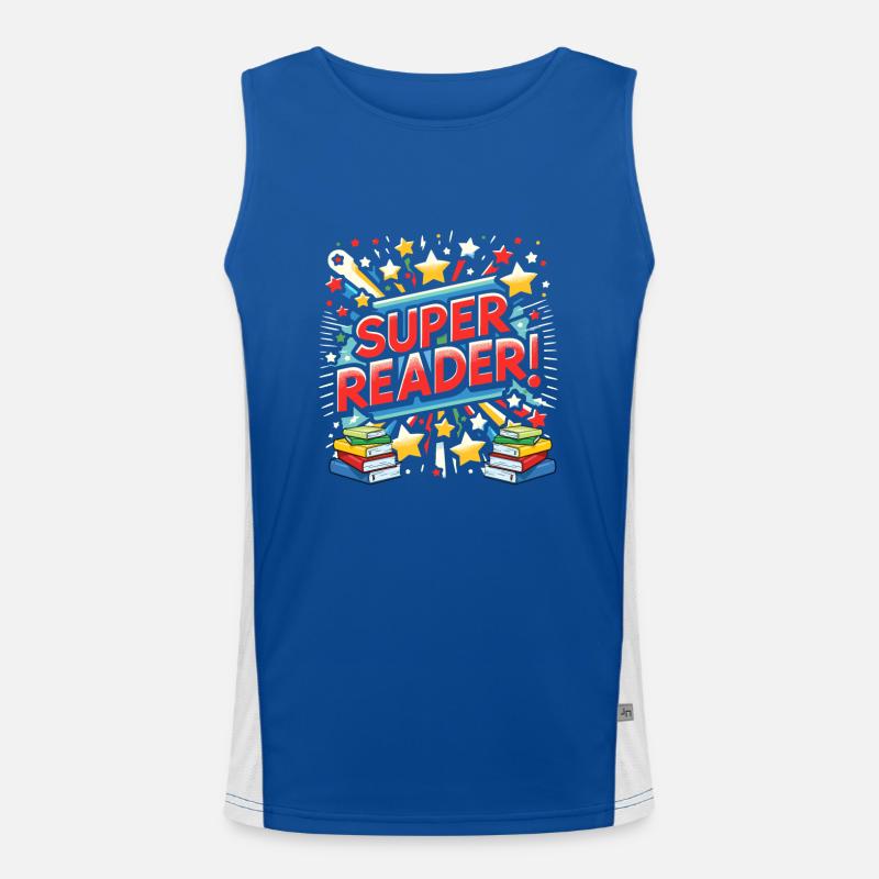 Super Reader Book Reading Books Bookworm Men's Functional Contrast Tank Top 