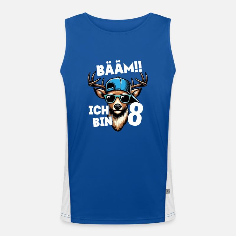BÄÄM Ich Bin 8 Geburtstag Hirsch Geburtstagsdeko Funktionelles Kontrast-Tank Top für Männer 