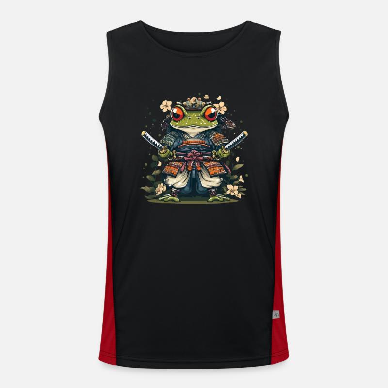 Grenouille samouraï avec des épées et des fleurs Débardeur respirant contrasté Homme 