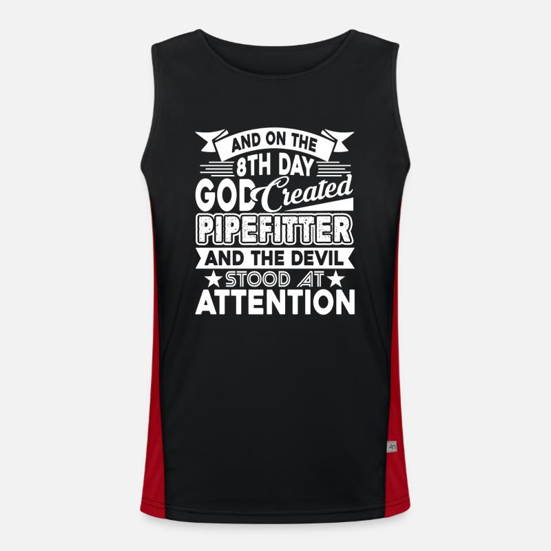 Pipefitter God Created Pipefitter - Men's Functional Contrast Tank Top - black/red