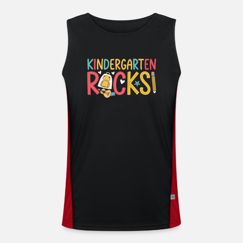 Kindergarten Rocks – Fun Design for Kids Men's Functional Contrast Tank Top 