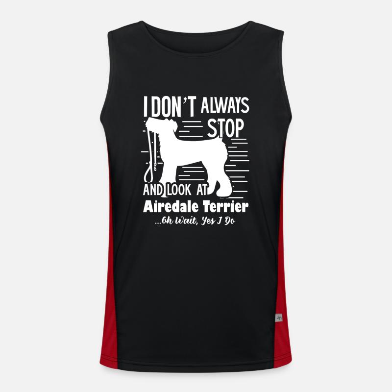 Look At Airedale Terrier - Men's Functional Contrast Tank Top  - black/red
