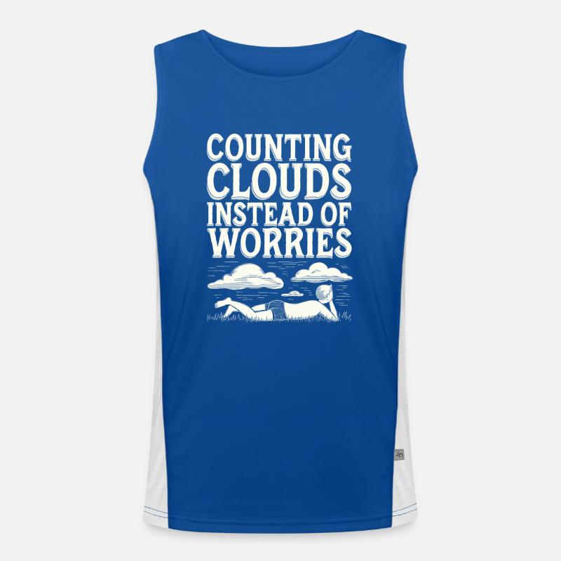 Cloudy view, Relaxing sky, Dreamy Men's Functional Contrast Tank Top 