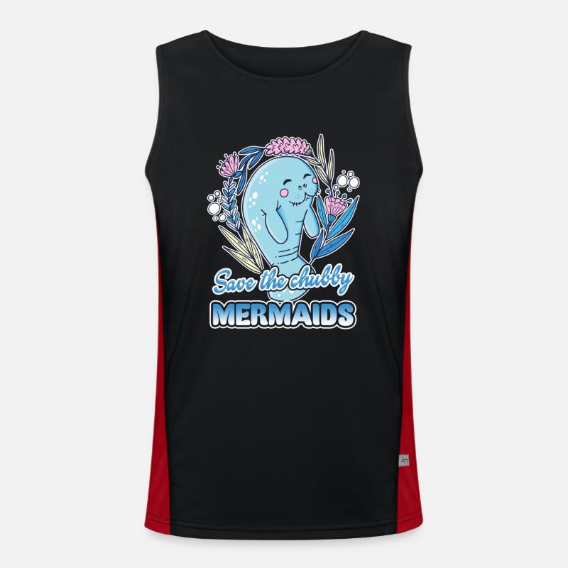 Manatee Save Chubby Mermaids - Men's Functional Contrast Tank Top  - black/red