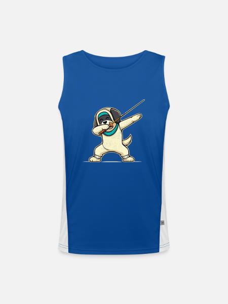 Dubbing Dog Fencer Fence Sword Epee Fencing - Men's Functional Contrast Tank Top  - royal/white - Front