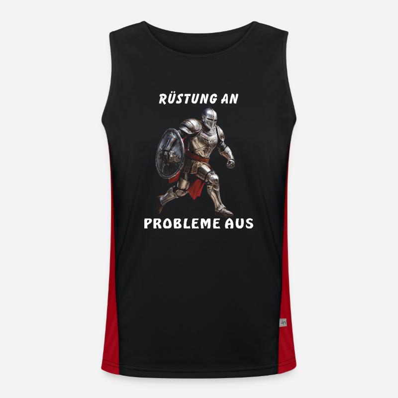 KNIGHT ARMOR TO PROBLEMS - Men's Functional Contrast Tank Top  - black/red
