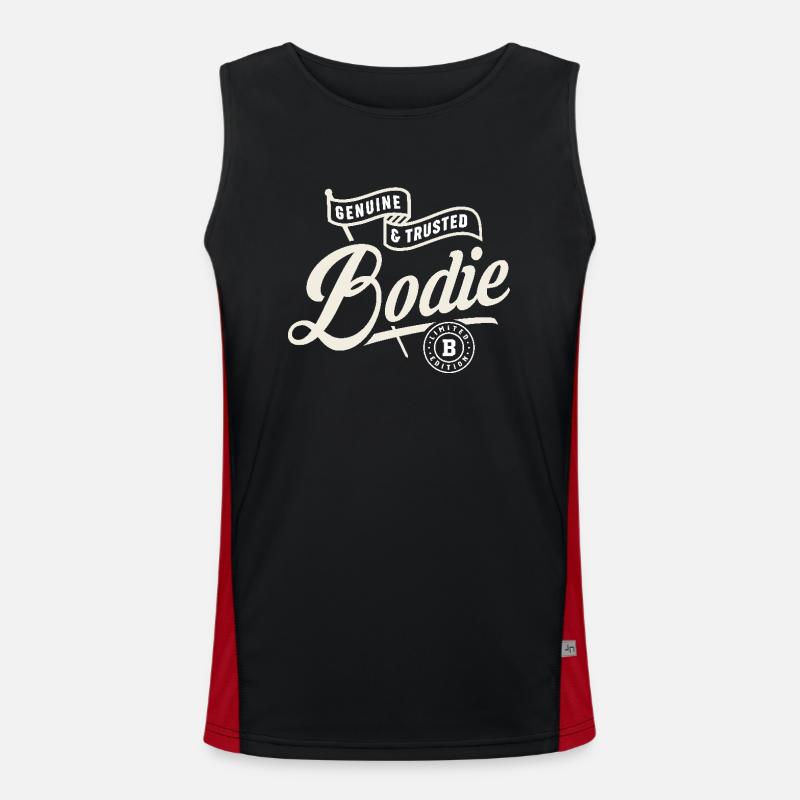 Bodie Genuine and Trusted Funny Name Bodie Men's Functional Contrast Tank Top 
