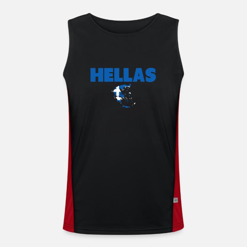 Hellas Grèce Carte Drapeau grec Débardeur respirant contrasté Homme 