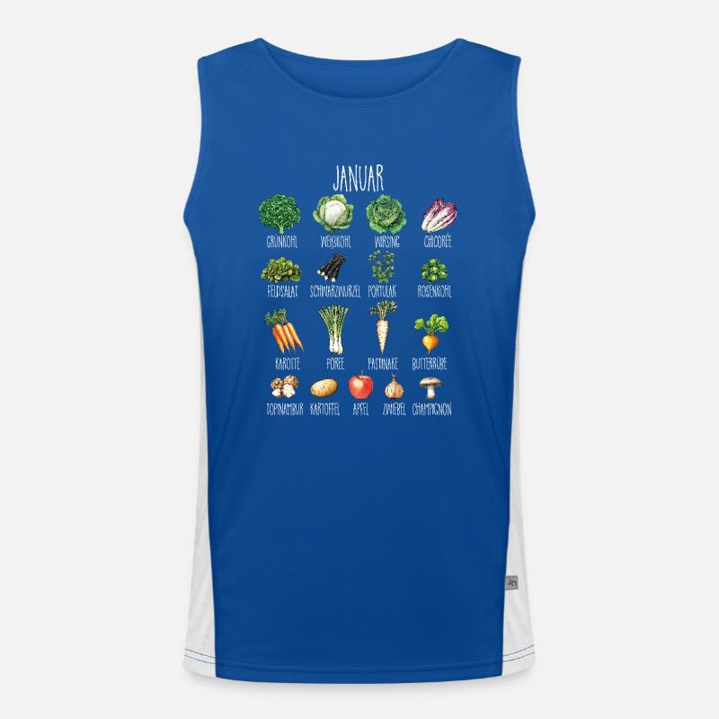 Januar Saisonales Gemüse und Obst Collage Funktionelles Kontrast-Tank Top für Männer 