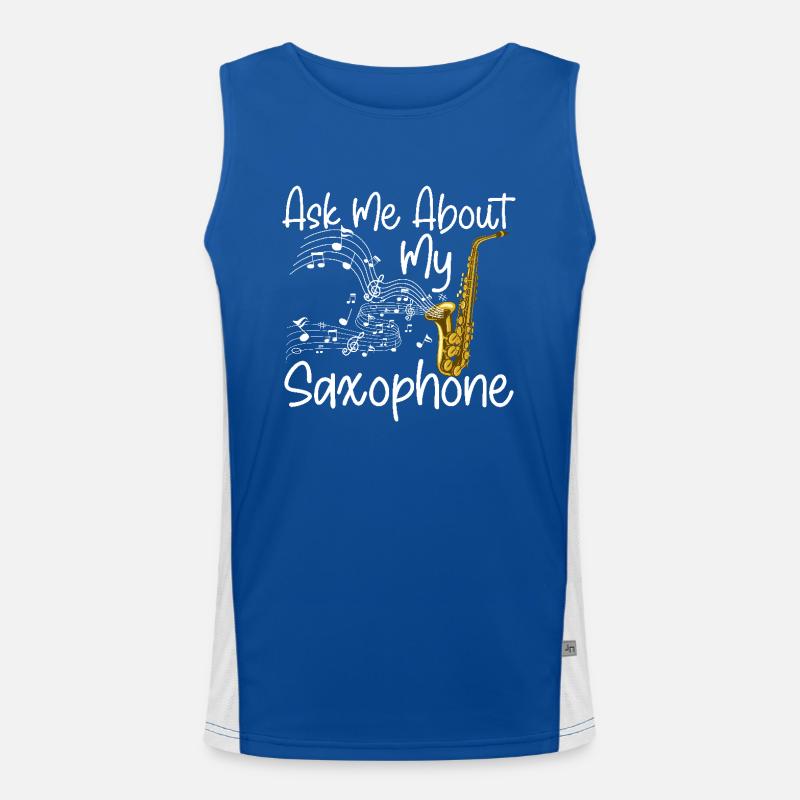 Saxophone Ask Me About My Funktionelles Kontrast-Tank Top für Männer 