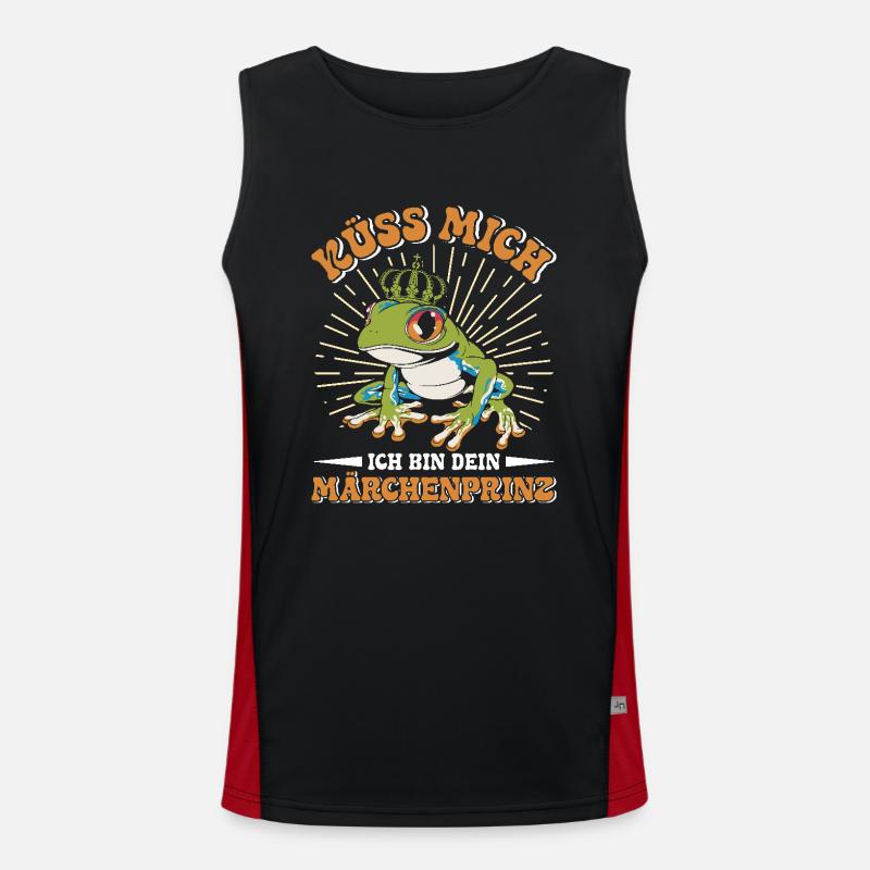 Froschkostüm KÜSS MICH BIN EIN MÄRCHENPRINZ Funktionelles Kontrast-Tank Top für Männer 
