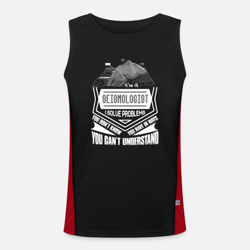 Seismologist I Solve Problems - Men's Functional Contrast Tank Top  - black/red