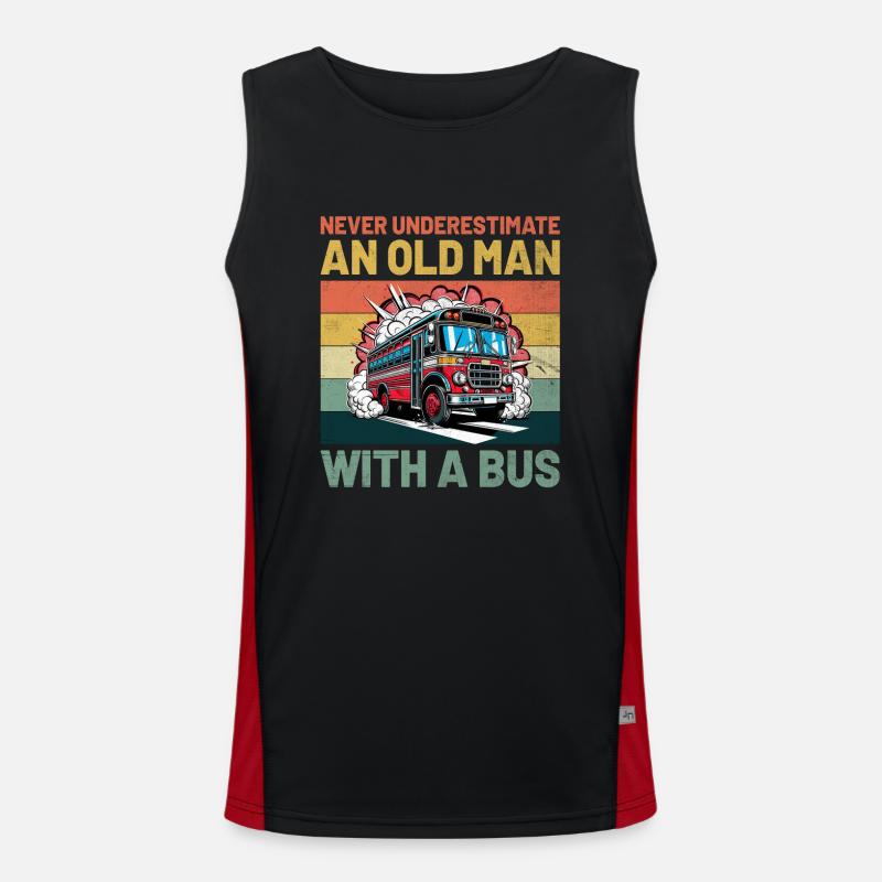 Never Underestimate An Old Man With A Bus Driver Men's Functional Contrast Tank Top 