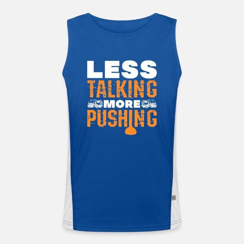 Less Talking More Pushing Sewer System Septic Tank Funktionelles Kontrast-Tank Top für Männer 