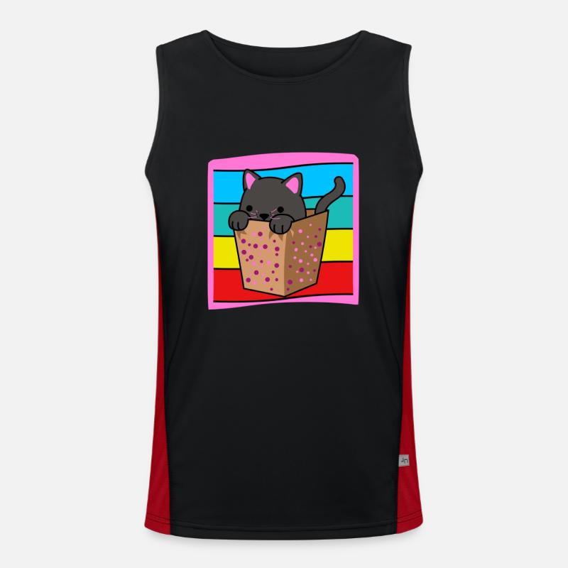 Cat in a box - Men's Functional Contrast Tank Top  - black/red