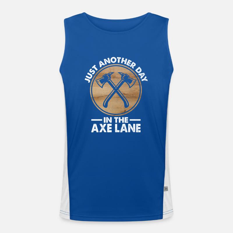 Nur ein weiterer Tag in der Axtgasse Beilwerfen Funktionelles Kontrast-Tank Top für Männer 