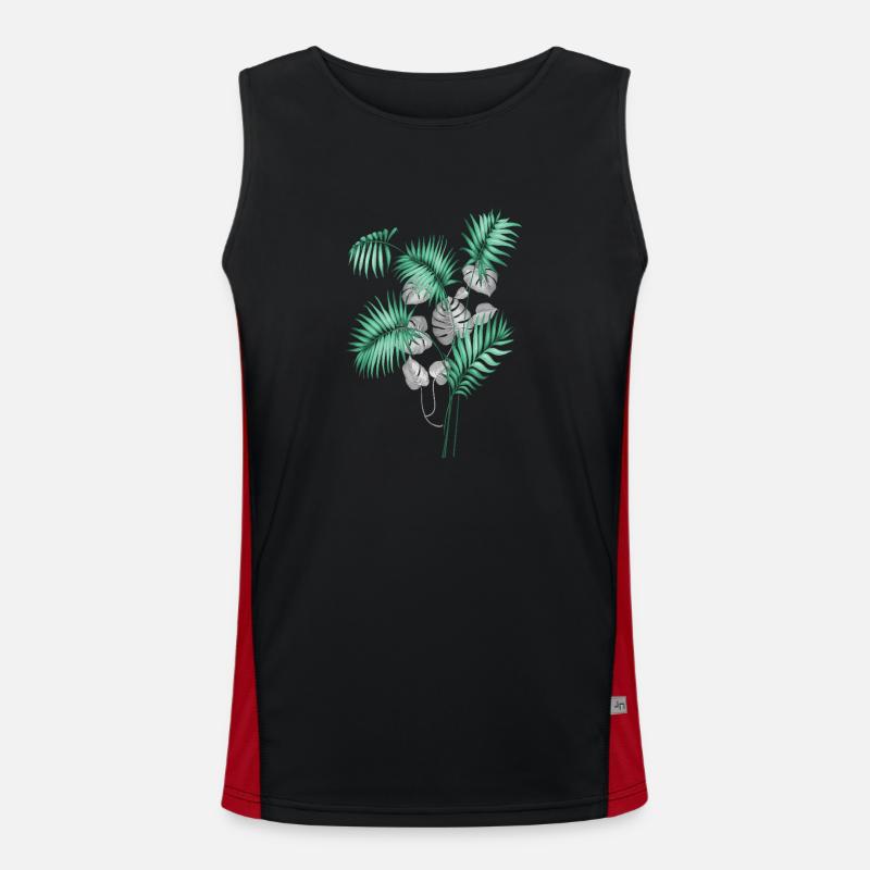 Tropical Leaves Design Funktionelles Kontrast-Tank Top für Männer 