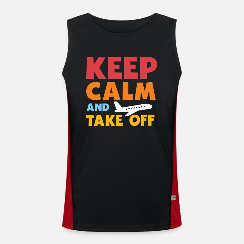 Keep Calm And Take Off Fun Vacation Men's Functional Contrast Tank Top 