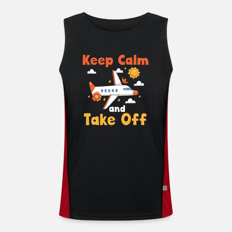 Keep Calm And Take Off Fun Vacation Men's Functional Contrast Tank Top 