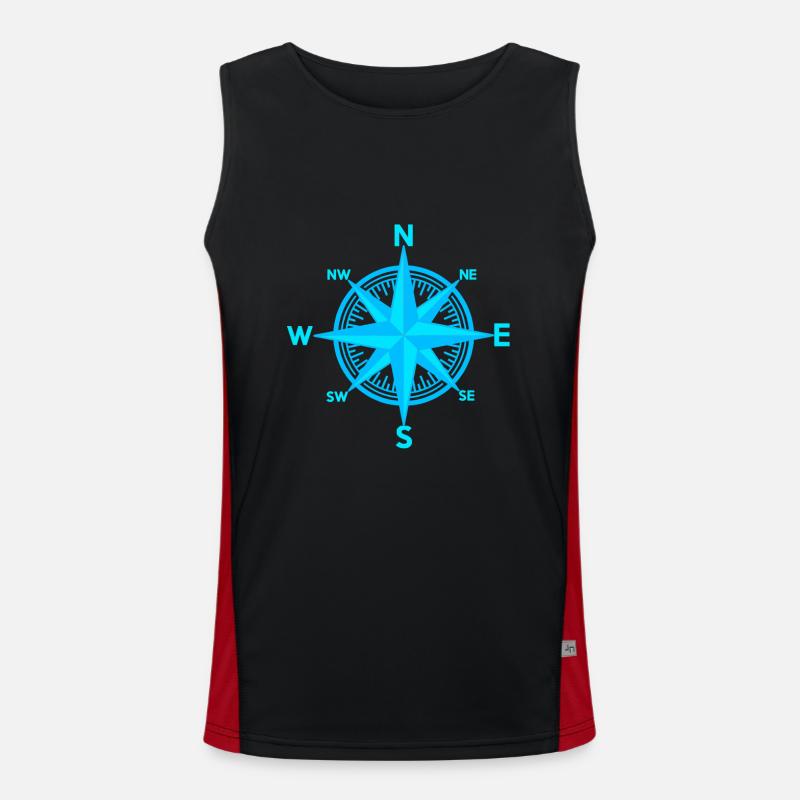 maritim Windrose Kompass Seefahrt Seemann Funktionelles Kontrast-Tank Top für Männer 