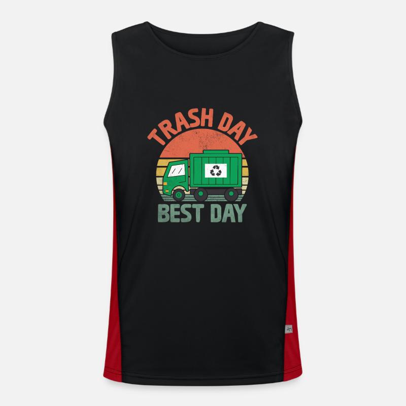 Retro Trash Day Best Day Trash Collector Garbage Men's Functional Contrast Tank Top 
