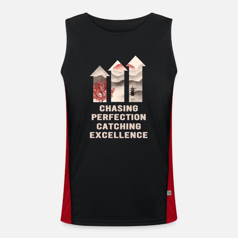 Kaizen Mindset Chasing Perfection - Men's Functional Contrast Tank Top  - black/red