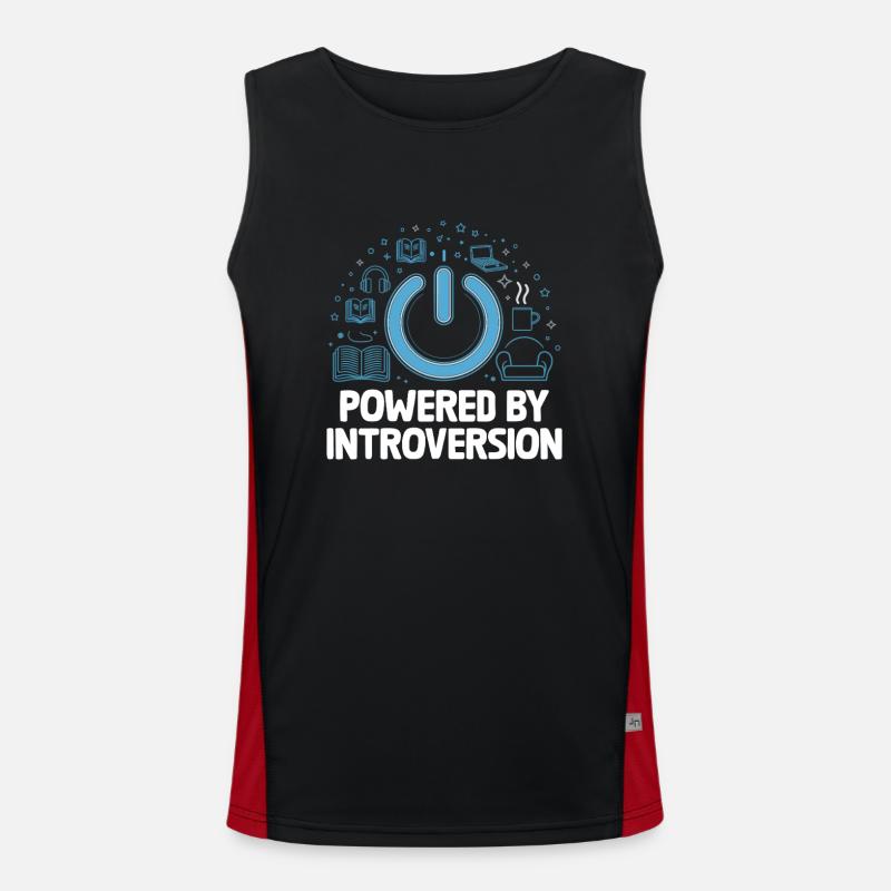 Powered By Introversion Sayings For Introverts Men's Functional Contrast Tank Top 