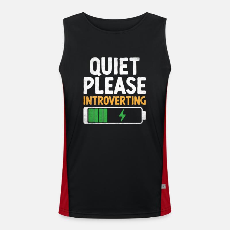 Quiet Please Introverting Sayings For Introverts Men's Functional Contrast Tank Top 