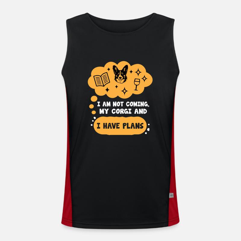 Introvert Corgi Sayings For Introverts Men's Functional Contrast Tank Top 