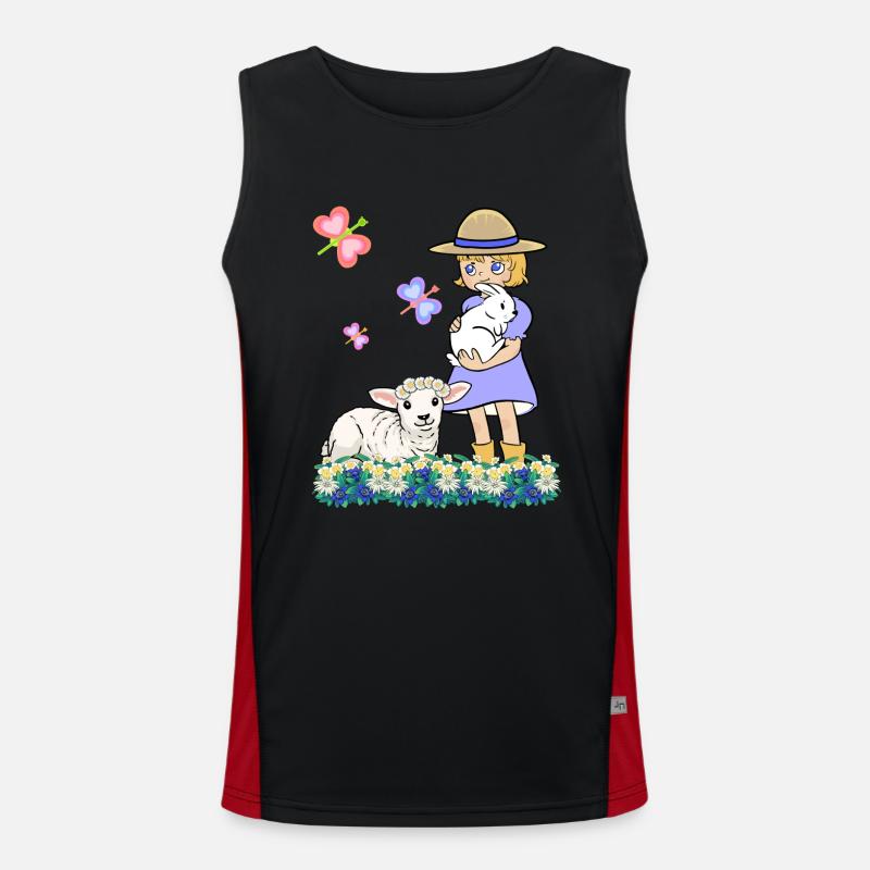 Kinder Kind Mädchen Schaf Schafe Lamm Ostern Funktionelles Kontrast-Tank Top für Männer 