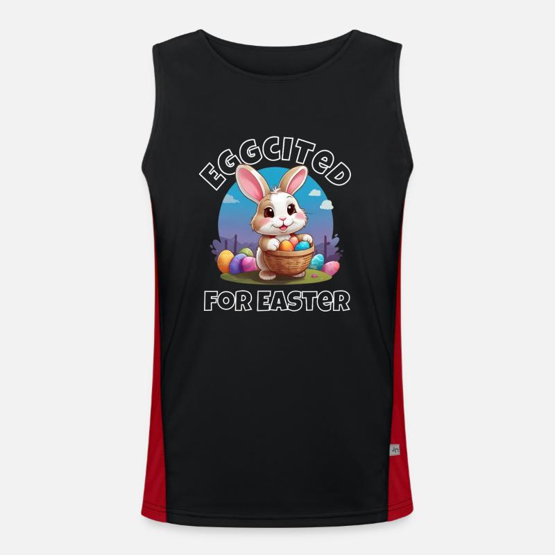 Eggcited for Easter - Men's Functional Contrast Tank Top  - black/red