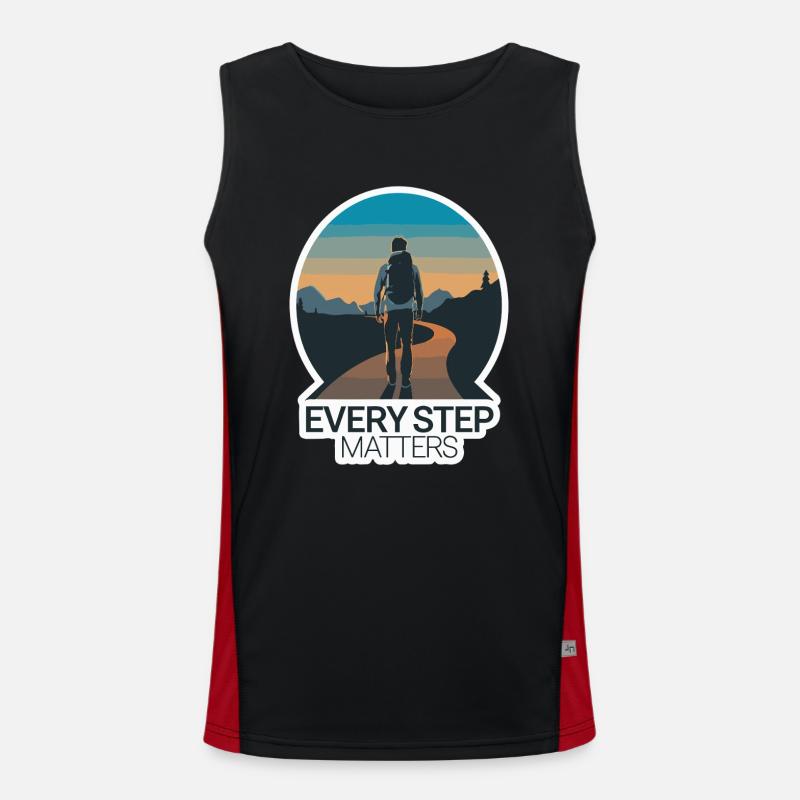 JOURNEY, EVERY STEP MATTERS - Men's Functional Contrast Tank Top  - black/red