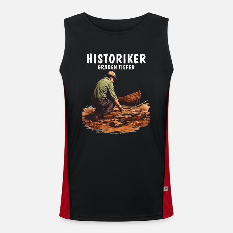 HISTORIANS DIG DEEPER - Men's Functional Contrast Tank Top  - black/red