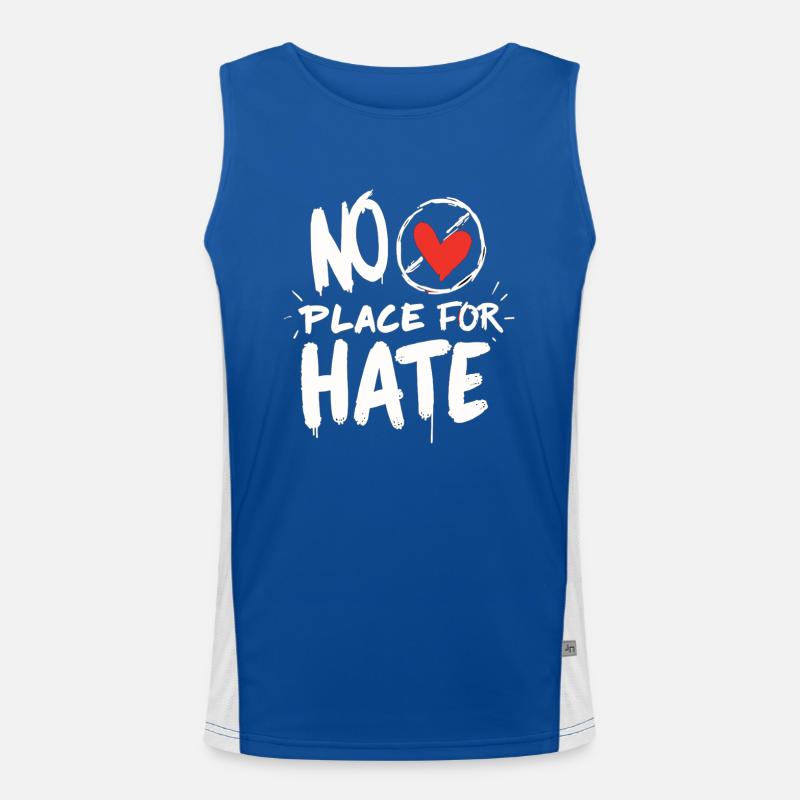 No Place for Hate Friedensbotschaft gegen Hass Funktionelles Kontrast-Tank Top für Männer 