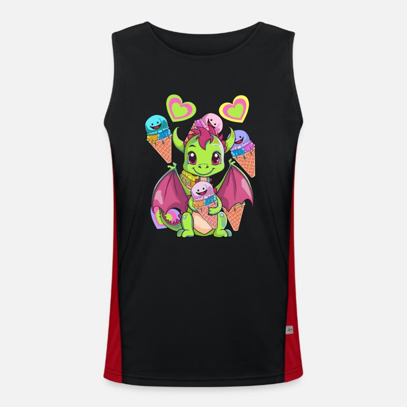 Eis Eiskreme Eiscrem Kinder Kind Drache Drachen Funktionelles Kontrast-Tank Top für Männer 